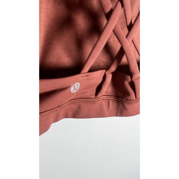 Lululemon Energy High Neck Rustic Clay Sz 4 Crossover Gym Workout Sports Bra - Picture 5 of 8